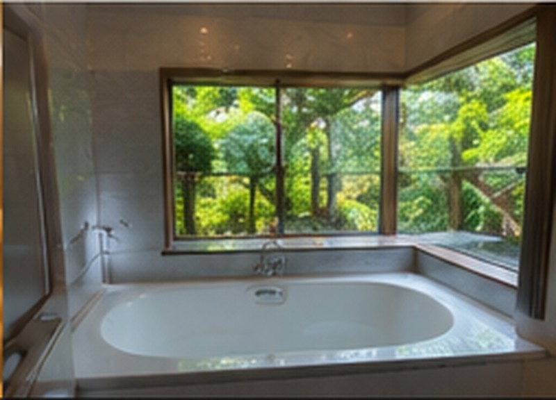 自然を望む浴室
